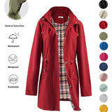 QING™ - Casual Drawstring Zip Up Hooded Trench Coat