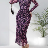 ALIANNA™ - Elegant Leopard Print Ruched Bodycon Dress for Parties