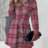 MARIA™ - Elegant Slimming Check Dress for Autumn & Winter