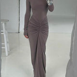 BETTY™ - Classy Ruched Long Sleeve Mock Bodycon Maxi Dress
