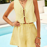 MOESHA™ - Chic Summer Sleeveless Vest and High-Waist Shorts Set