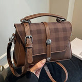 MARLYNN™ - Vintage-Style Small Square Shoulder Crossbody Bag with Contrast Stitching