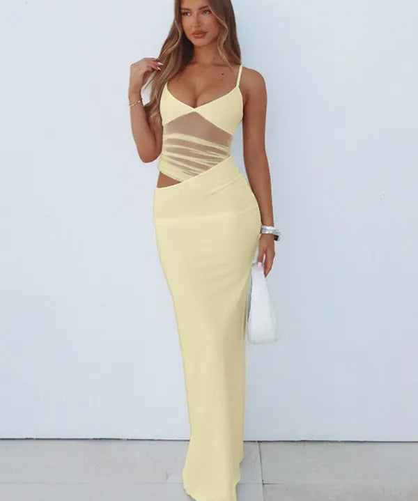 AURA™ - Vestido Justo Sem Mangas Elegante com Recortes e Transparência
