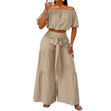 HALLIE™ – Bow Shoulderless Wide Leg Set