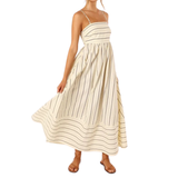 LAVELLE™ – Striped Spaghetti Strap Swing Maxi Dress