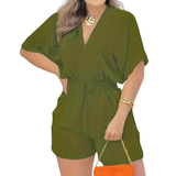 JOELLE™ – Casual V-Neck Drawstring Romper