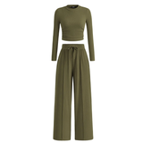 REMI™ – Ribbed Knit Crop & Wide Leg Lounge Set