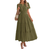 DELIA™ – Flirty V-Neck Puff Sleeve Dress
