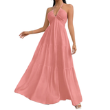 ZEPHYRINE™ – Deep V Boho Belted Dress