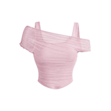 LUXETTE™ – Ruched Mesh Asymmetric Crop Top