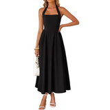 JESSA™ – Sleeveless Halter Ruched Pocket Dress