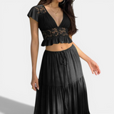 CARIÑA™ – Sheer Lace Tie-Up Two Piece Set