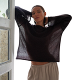 BRISEIS™ – Airy Hollow-Out Flare-Sleeve Knit Sweater