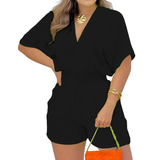 JOELLE™ – Casual V-Neck Drawstring Romper
