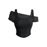 LUXETTE™ – Ruched Mesh Asymmetric Crop Top