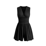 NICOLETTE™ – Ruched Deep V Sleeveless Romper