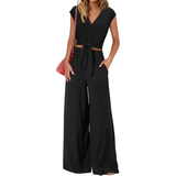 SUNDRA™ – Breezy Belted Crop Wide Leg Set
