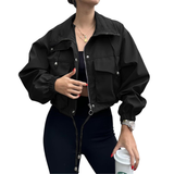 REYNA™ – Solid Zip-Up Crop Jacket