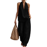 VERONA™ – Conjunto de Duas Peças Leve com Decote Halter e Calça Wide-Leg