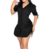 ZINDRA™ – Drawstring V-Neck Bodycon Mini Dress