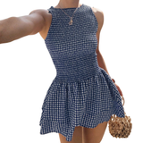 LACINDA™ – Chic Plaid Off-Shoulder Puff Dress