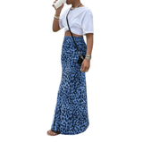 THORA™ – Wild Leopard Print Fishtail Midi Skirt