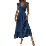 VELARA™ – Shirred V-Neck Summer Dress