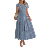 DELIA™ – Flirty V-Neck Puff Sleeve Dress