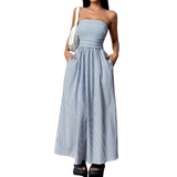 TRIXETTE™ – Striped Strapless Pocket Maxi Dress