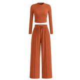 REMI™ – Ribbed Knit Crop & Wide Leg Lounge Set
