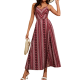 DELARA™ – Boho Print Backless Slit Dress