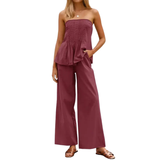 ZELENE™ – Breezy Strapless Wide-Leg Lounge Set