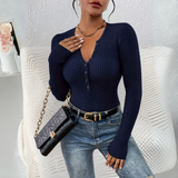 ESTEFANIA™ – Everyday Button-Front Long Sleeve Top