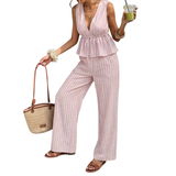 NADETTE™ – Striped Bohemian Tie-Waist Two-Piece Set