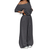 DARYN™ – Relaxed Off-Shoulder Wide Leg Two Piece Outfits