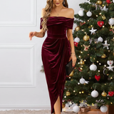 MYLA™ - Trendy Ruched Off-The-Shoulder Dress for Elegant Parties