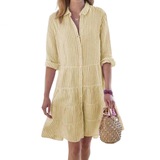 HARLOW™ – Striped Button-Up Mini Cake Dress