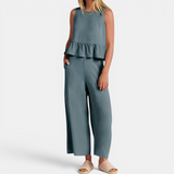 BRISETTE™ – Pleated Vest & Wide Leg Palazzo Set