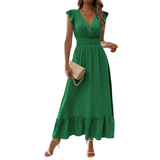 VELARA™ – Shirred V-Neck Summer Dress
