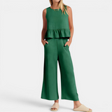 BRISETTE™ – Pleated Vest & Wide Leg Palazzo Set