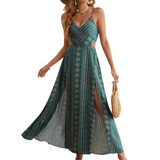 ZARA™ – Boho Print Backless Slit Dress