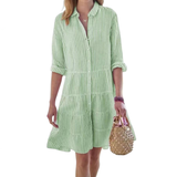 HARLOW™ – Striped Button-Up Mini Cake Dress
