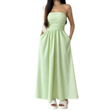 TRIXETTE™ – Striped Strapless Pocket Maxi Dress
