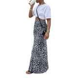 THORA™ – Wild Leopard Print Fishtail Midi Skirt