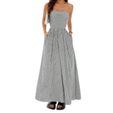 TRIXETTE™ – Striped Strapless Pocket Maxi Dress