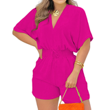 JOELLE™ – Casual V-Neck Drawstring Romper