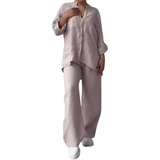 HALCYON™ – Relaxed Linen Shirt & Wide Leg Pants Set