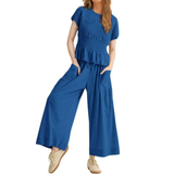 WRENOVA™ – Relaxed Smocked Wide-Leg Lounge Set