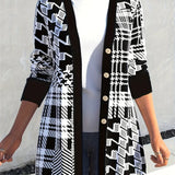 LEONA™ | Sleek Geo-Print Cardigan