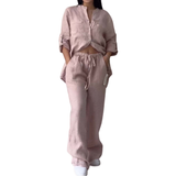 HALCYON™ – Relaxed Linen Shirt & Wide Leg Pants Set
